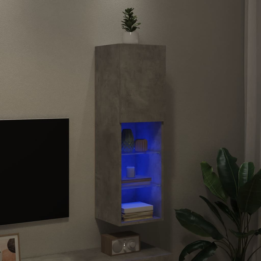 vidaXL Szafka TV z LED, szarość betonu, 30,5x30x102 cm