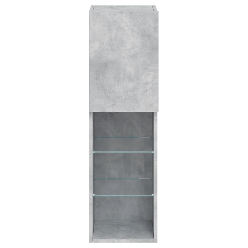 vidaXL Szafki TV, z LED, 2 szt., szarość betonu, 30,5x30x102 cm