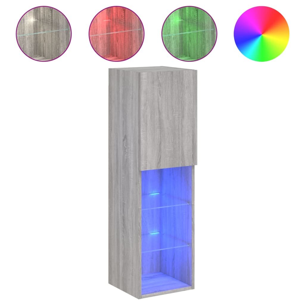 vidaXL Szafka TV z LED, szary dąb sonoma, 30,5x30x102 cm