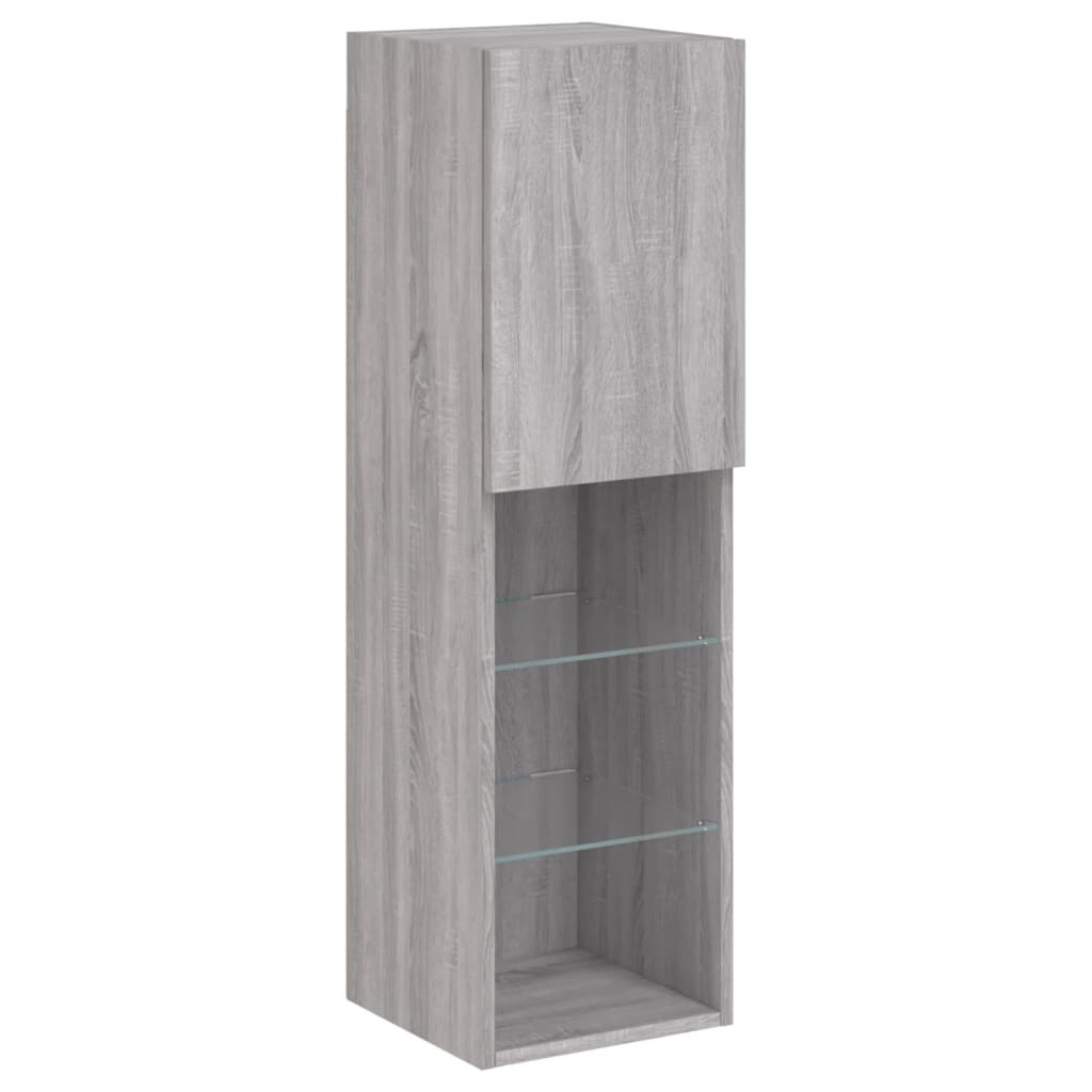 vidaXL Szafka TV z LED, szary dąb sonoma, 30,5x30x102 cm