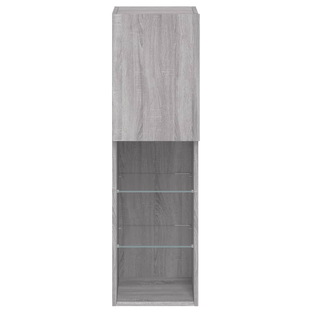 vidaXL Szafka TV z LED, szary dąb sonoma, 30,5x30x102 cm