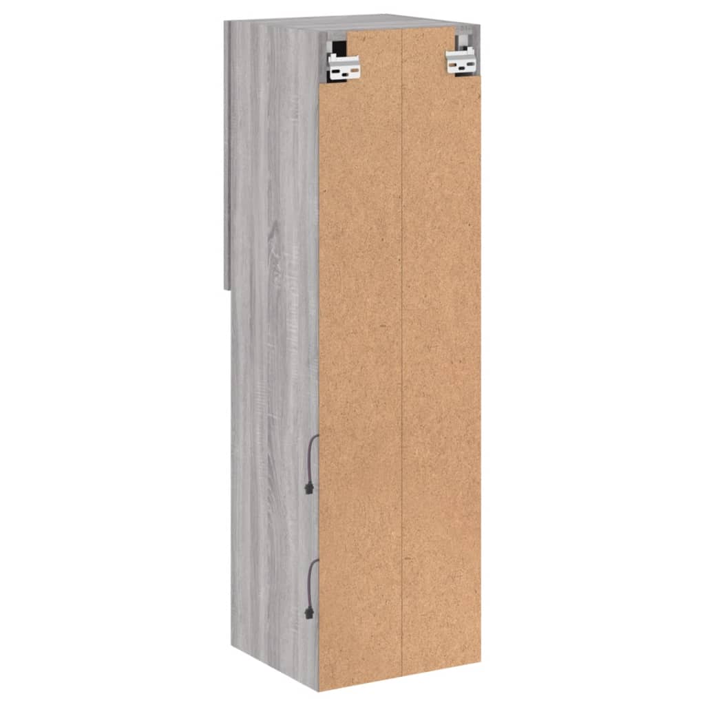 vidaXL Szafki TV, z LED, 2 szt., szary dąb sonoma, 30,5x30x102 cm