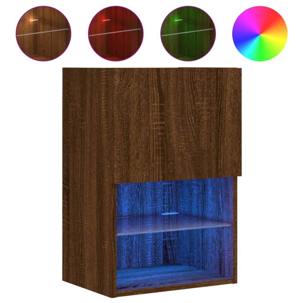 vidaXL Szafka TV z LED, brązowy dąb, 40,5x30x60 cm