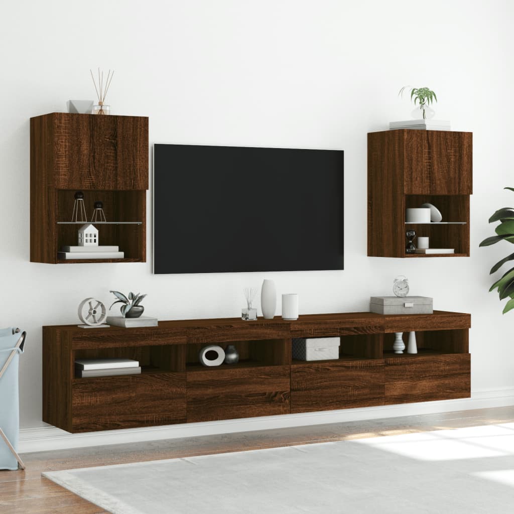vidaXL Szafka TV z LED, brązowy dąb, 40,5x30x60 cm