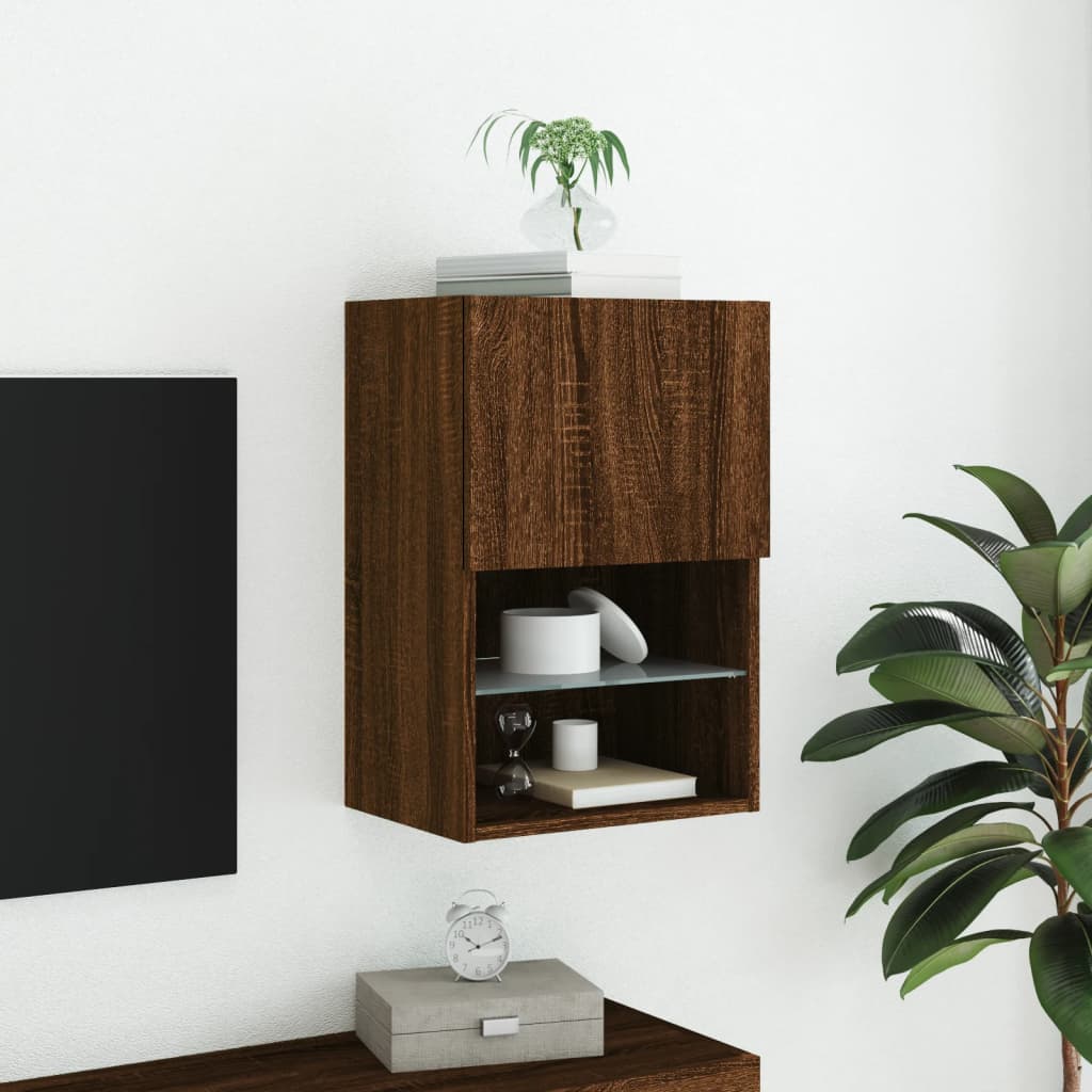 vidaXL Szafka TV z LED, brązowy dąb, 40,5x30x60 cm