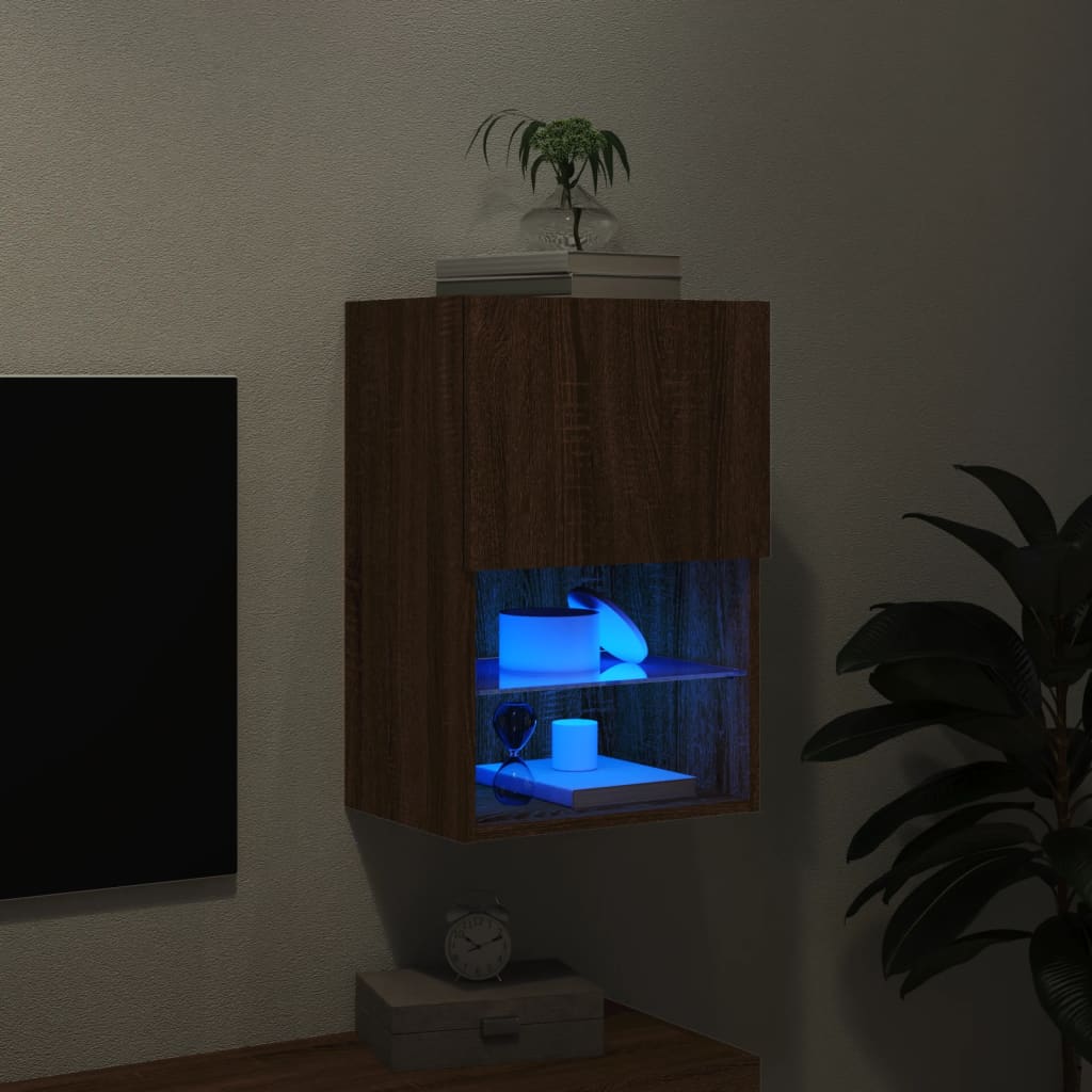 vidaXL Szafka TV z LED, brązowy dąb, 40,5x30x60 cm