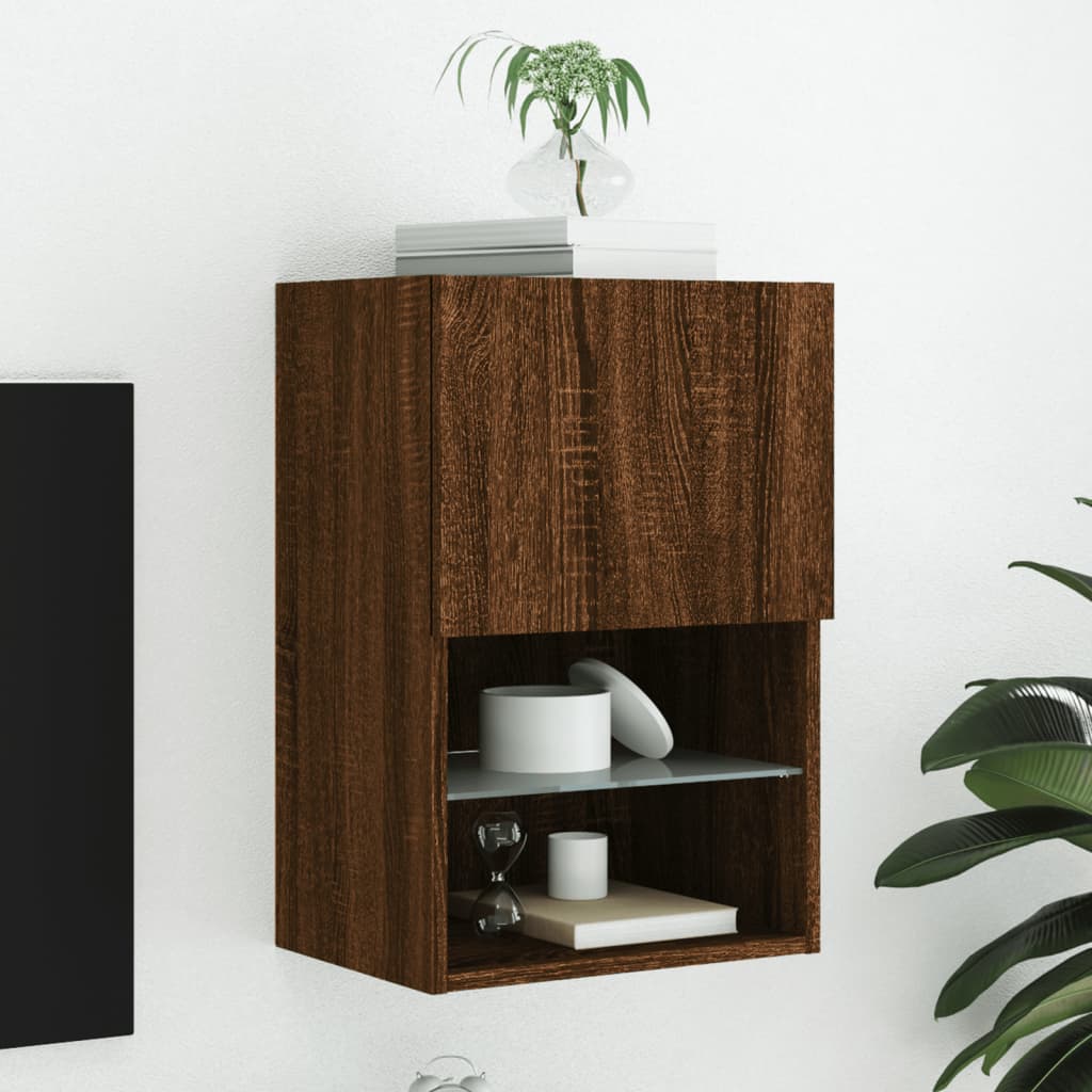 vidaXL Szafka TV z LED, brązowy dąb, 40,5x30x60 cm