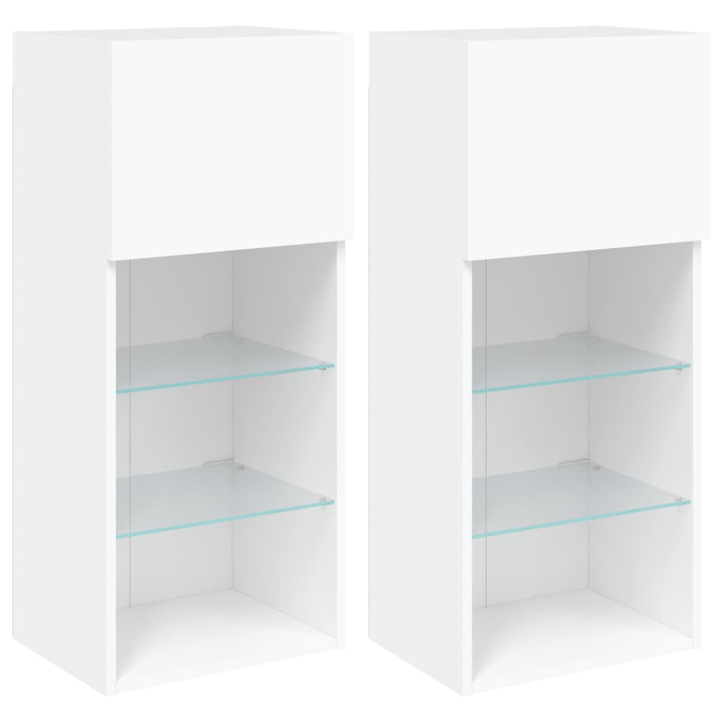 vidaXL Szafki TV, z LED, 2 szt., białe, 40,5x30x90 cm
