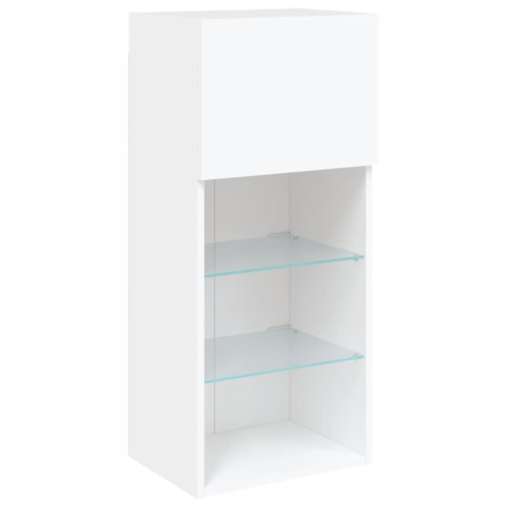 vidaXL Szafki TV, z LED, 2 szt., białe, 40,5x30x90 cm