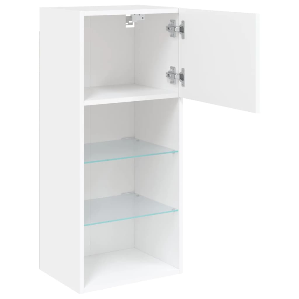 vidaXL Szafki TV, z LED, 2 szt., białe, 40,5x30x90 cm