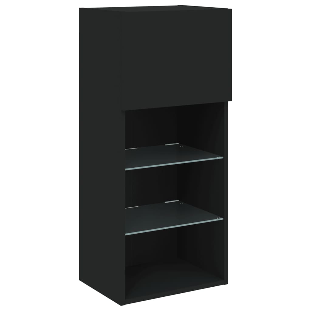 vidaXL Szafka TV z LED, czarna, 40,5x30x90 cm