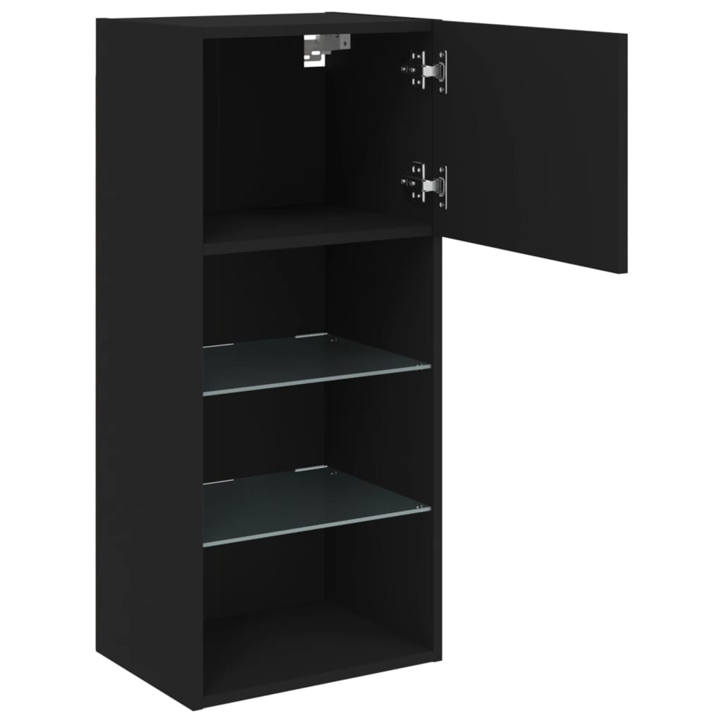 vidaXL Szafka TV z LED, czarna, 40,5x30x90 cm