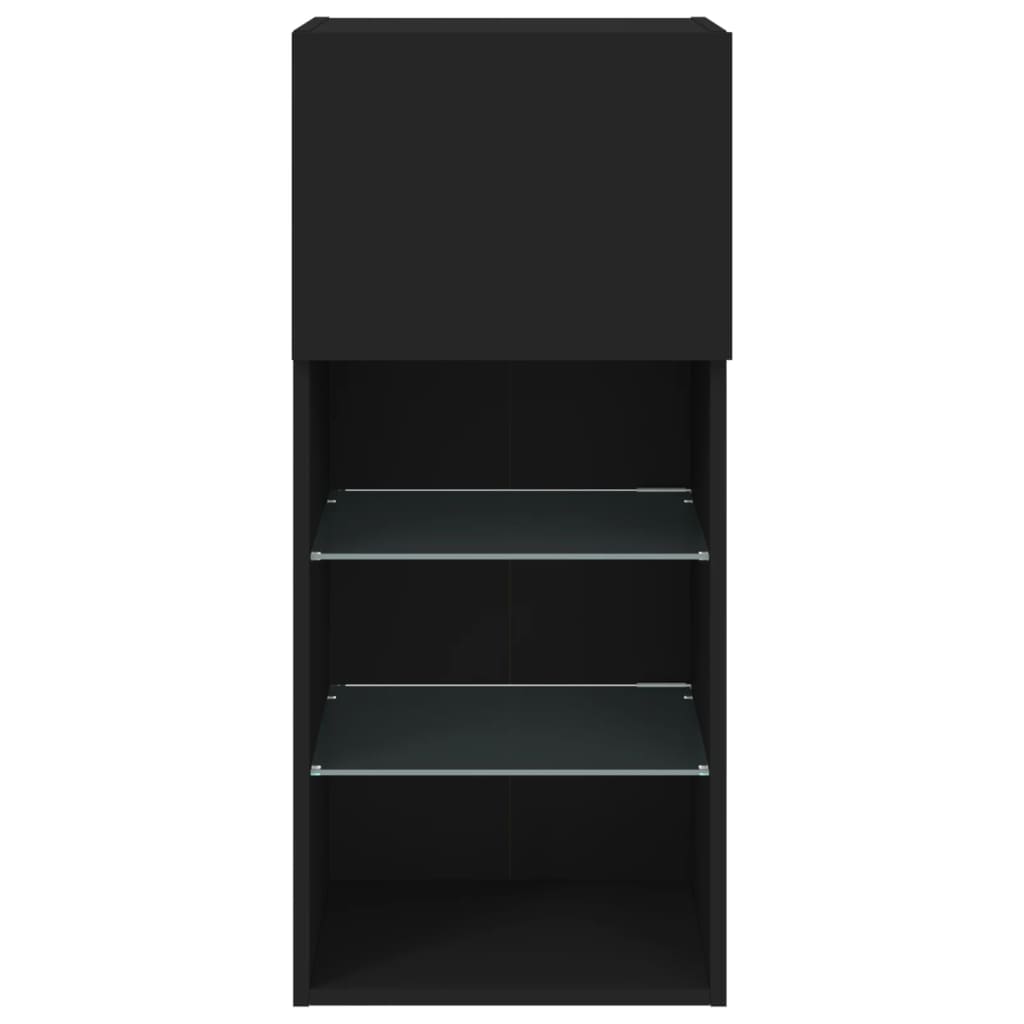vidaXL Szafka TV z LED, czarna, 40,5x30x90 cm