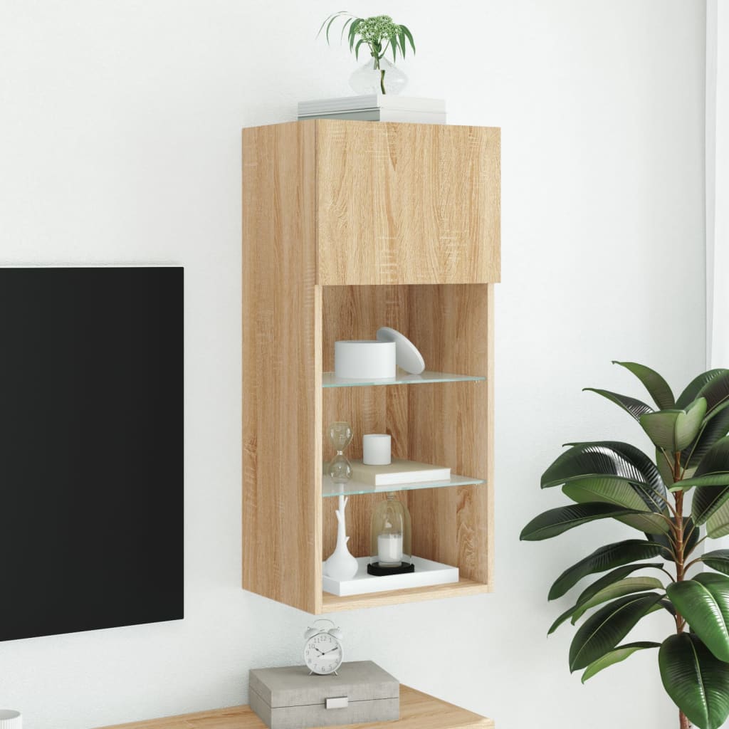 vidaXL Szafka TV z LED, dąb sonoma, 40,5x30x90 cm