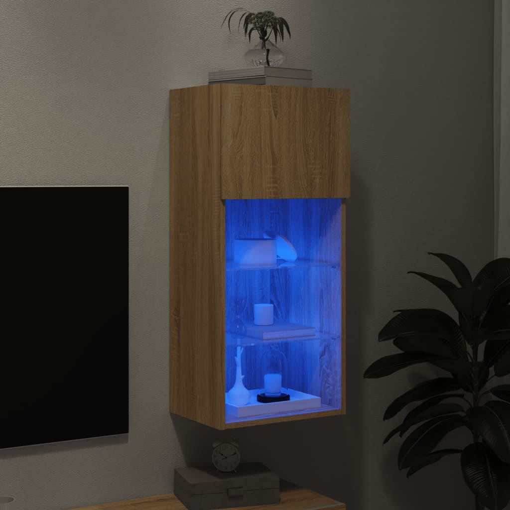 vidaXL Szafka TV z LED, dąb sonoma, 40,5x30x90 cm