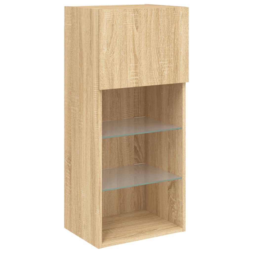 vidaXL Szafka TV z LED, dąb sonoma, 40,5x30x90 cm