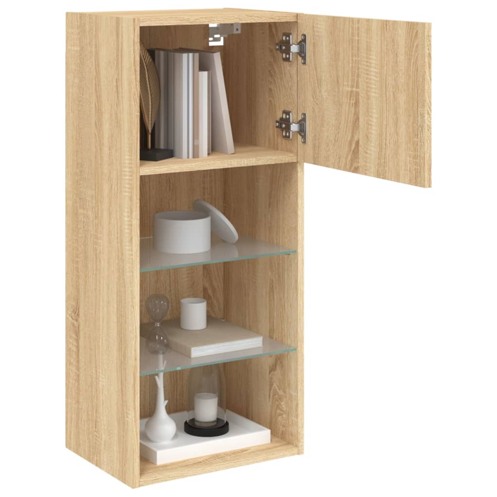 vidaXL Szafki TV, z LED, 2 szt., dąb sonoma, 40,5x30x90 cm