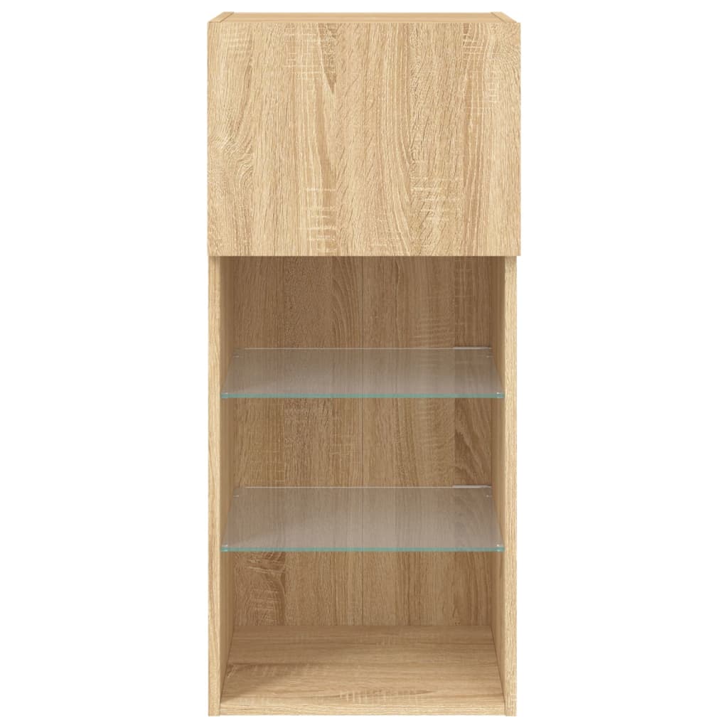 vidaXL Szafki TV, z LED, 2 szt., dąb sonoma, 40,5x30x90 cm