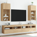 vidaXL Szafki TV, z LED, 2 szt., dąb sonoma, 40,5x30x90 cm