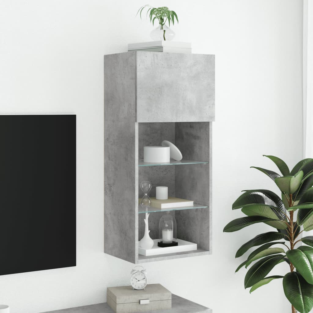 vidaXL Szafka TV z LED, szarość betonu, 40,5x30x90 cm