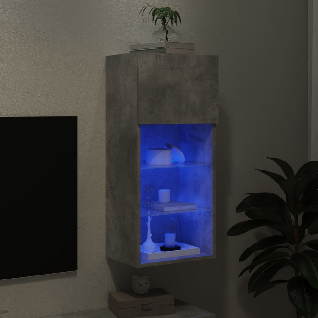 vidaXL Szafka TV z LED, szarość betonu, 40,5x30x90 cm