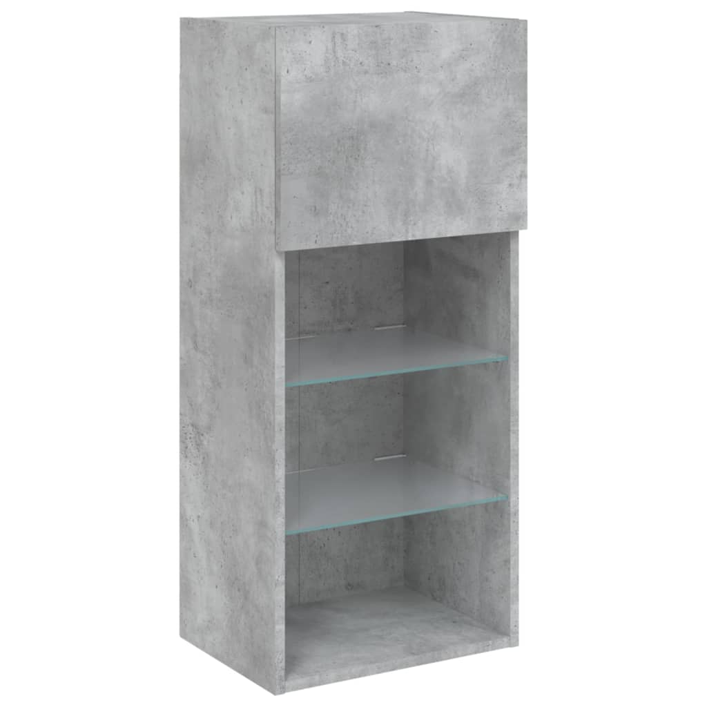 vidaXL Szafka TV z LED, szarość betonu, 40,5x30x90 cm