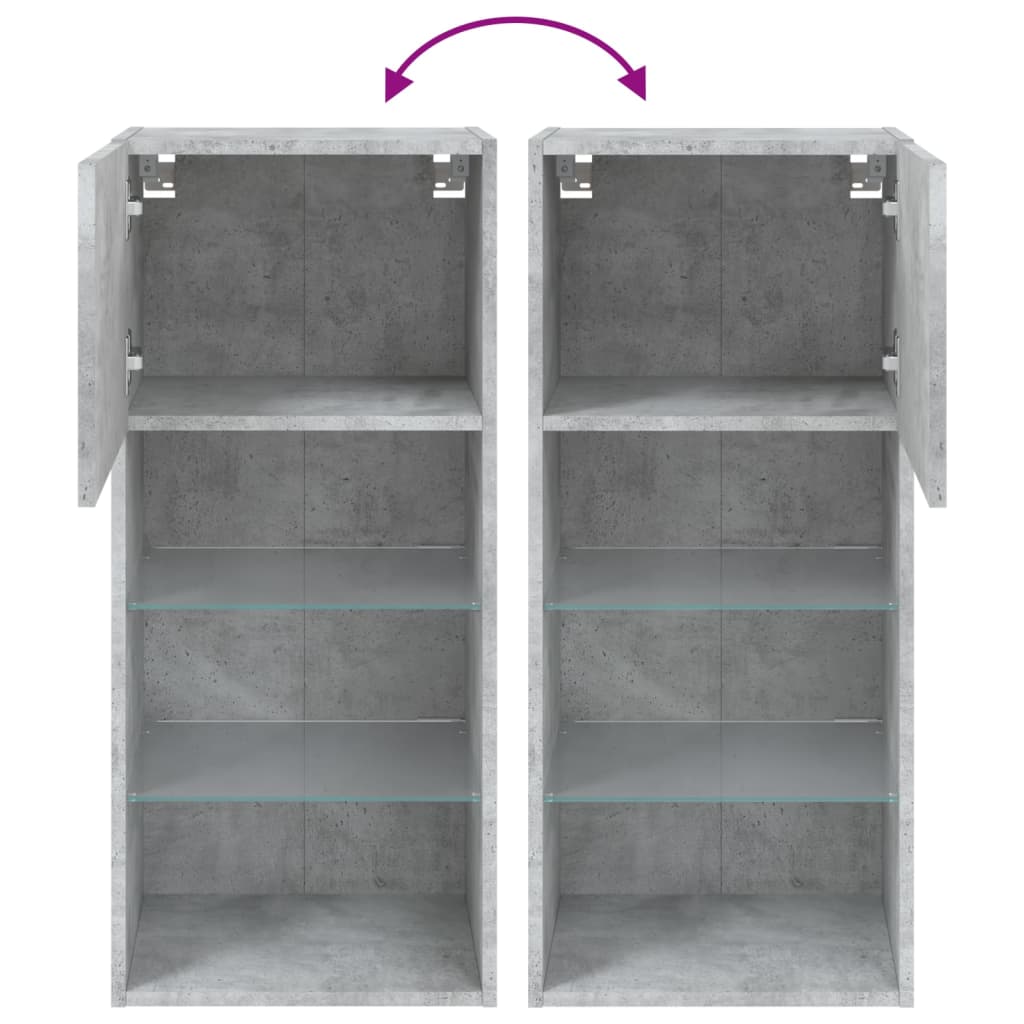 vidaXL Szafka TV z LED, szarość betonu, 40,5x30x90 cm