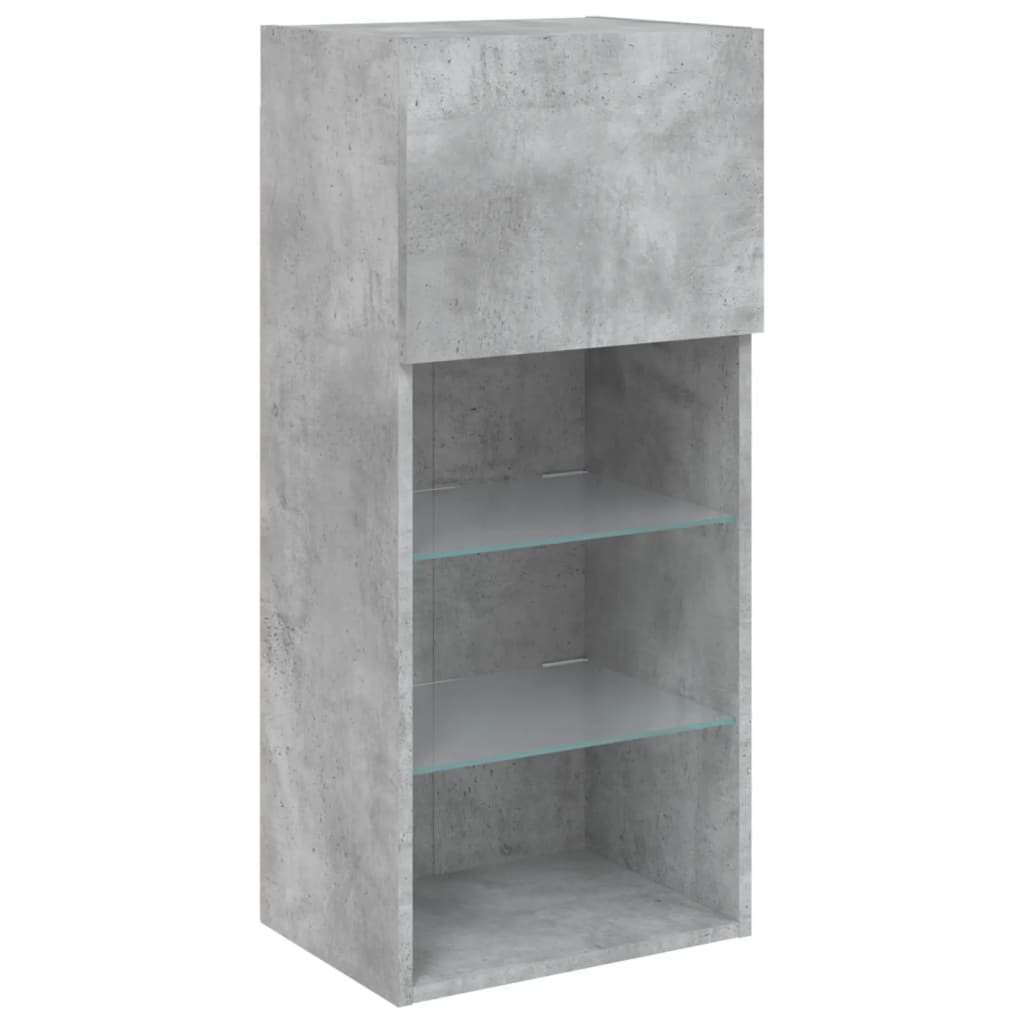 vidaXL Szafki TV, z LED, 2 szt., szarość betonu, 40,5x30x90 cm