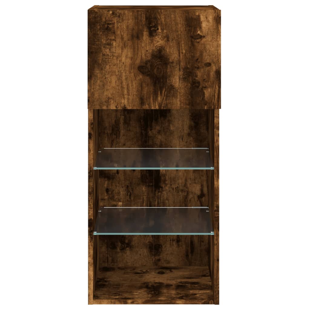 vidaXL Szafka TV z LED, przydymiony dąb, 40,5x30x90 cm