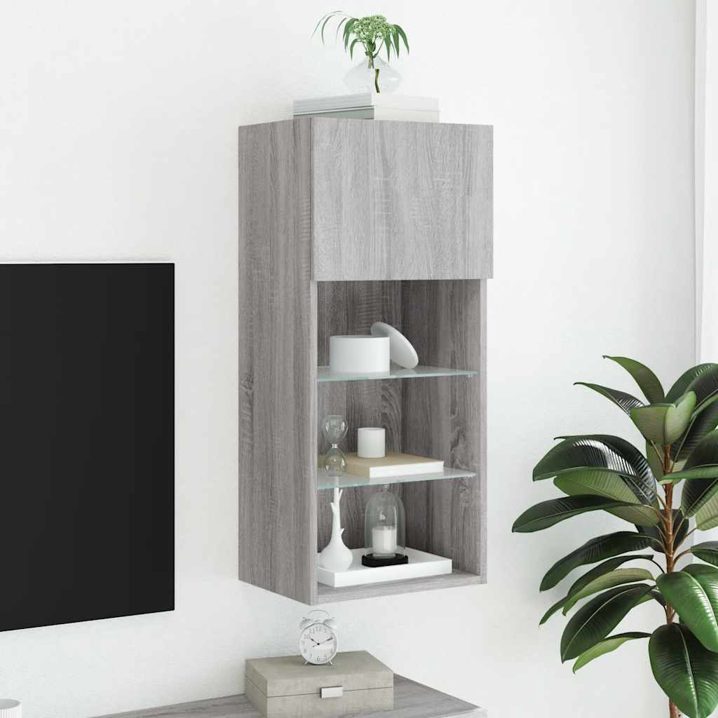 vidaXL Szafka TV z LED, szary dąb sonoma, 40,5x30x90 cm