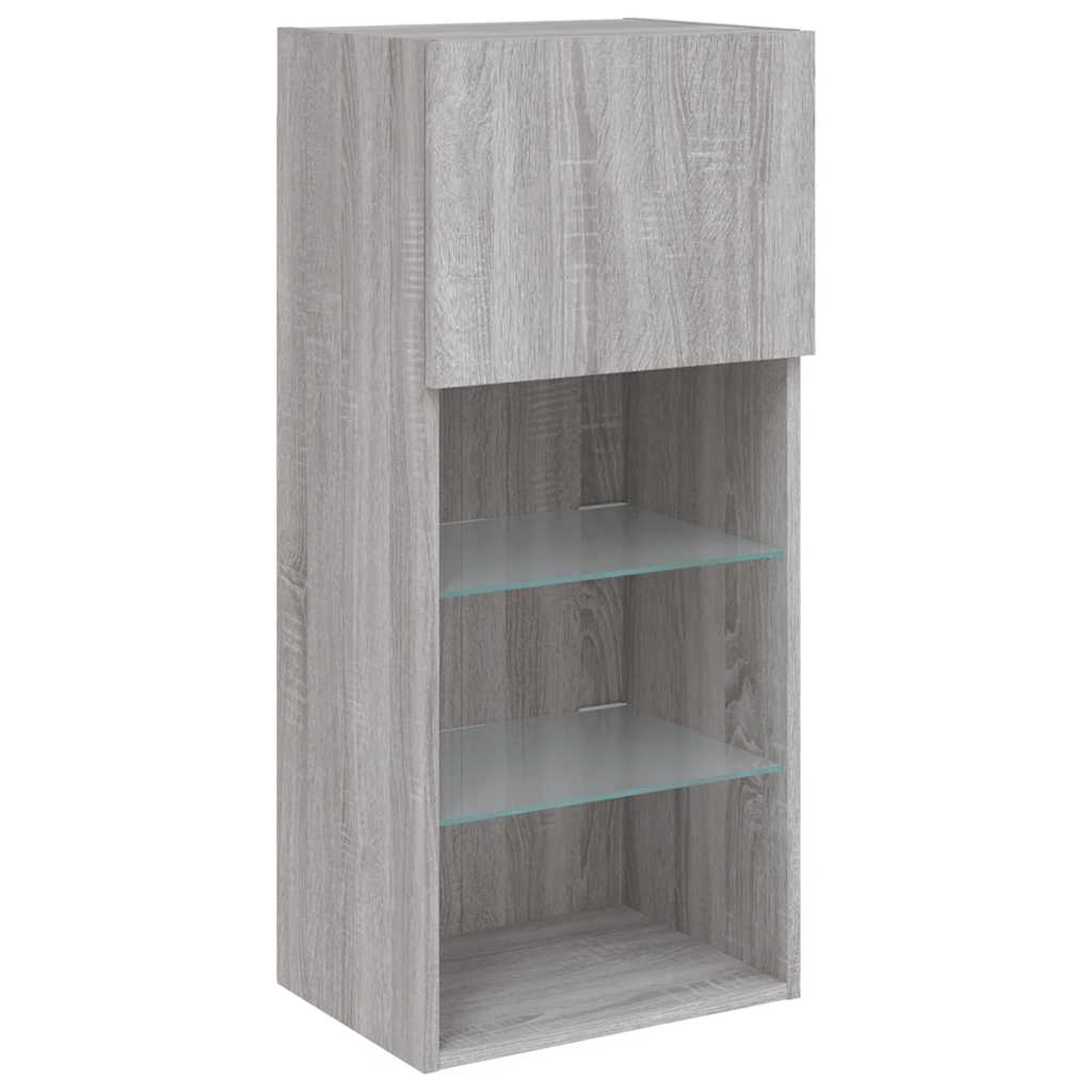 vidaXL Szafka TV z LED, szary dąb sonoma, 40,5x30x90 cm
