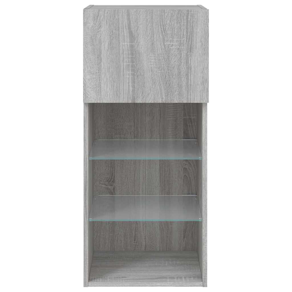 vidaXL Szafka TV z LED, szary dąb sonoma, 40,5x30x90 cm