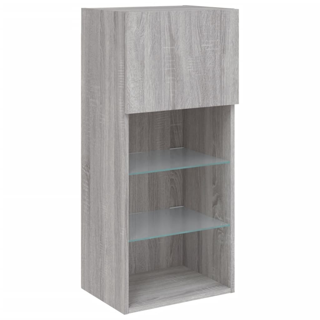 vidaXL Szafki TV, z LED, 2 szt., szary dąb sonoma, 40,5x30x90 cm