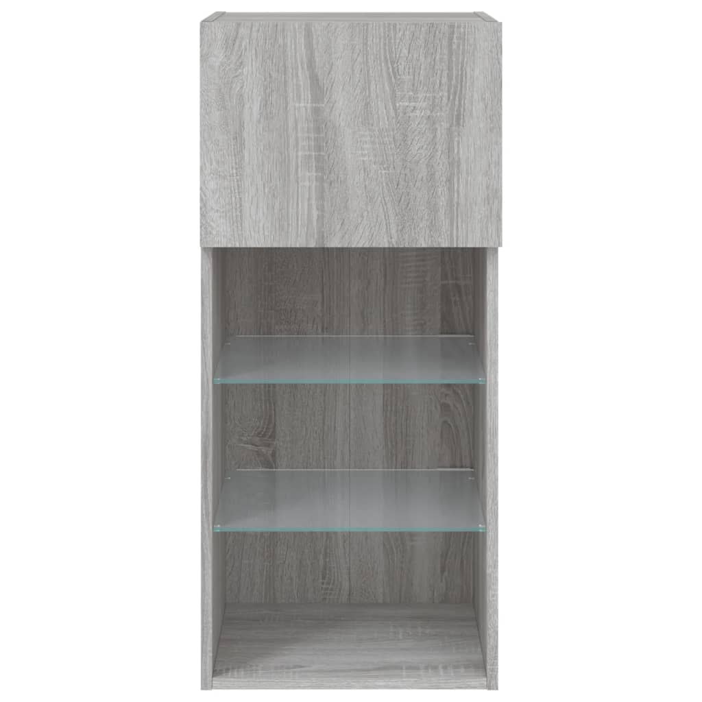 vidaXL Szafki TV, z LED, 2 szt., szary dąb sonoma, 40,5x30x90 cm