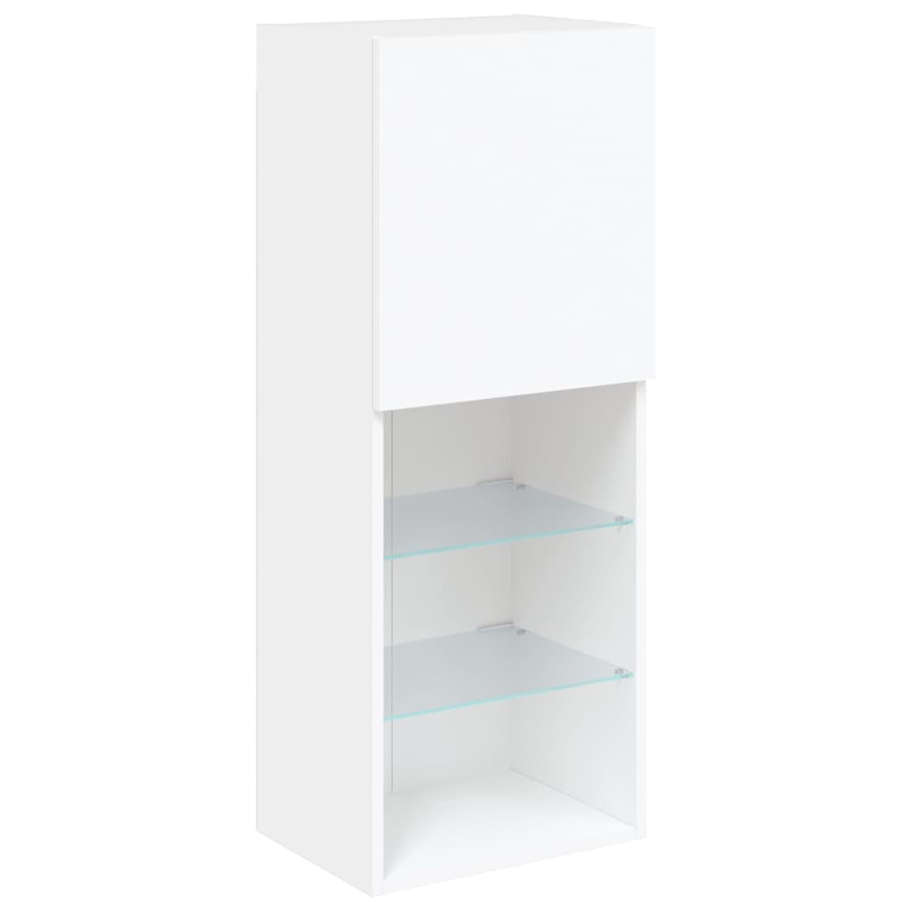 vidaXL Szafka TV z LED, biała, 40,5x30x102 cm