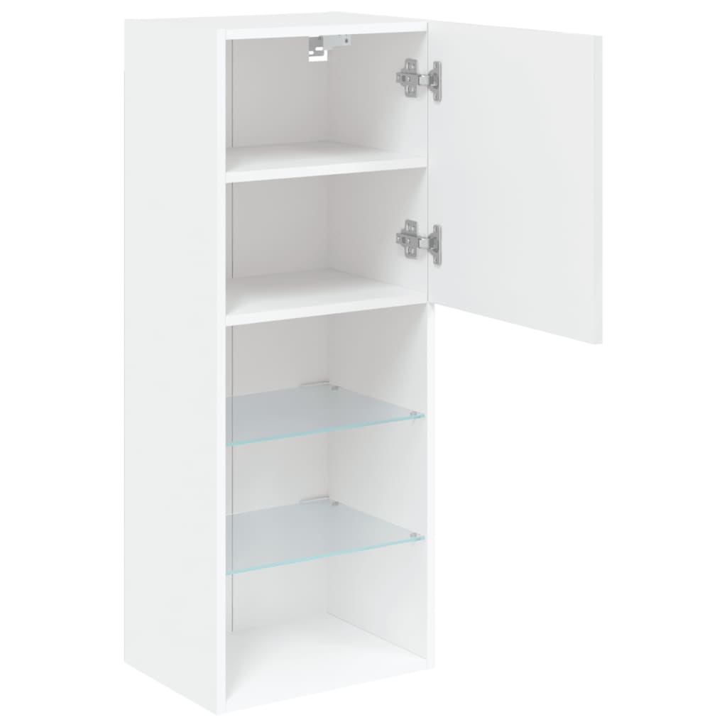 vidaXL Szafka TV z LED, biała, 40,5x30x102 cm