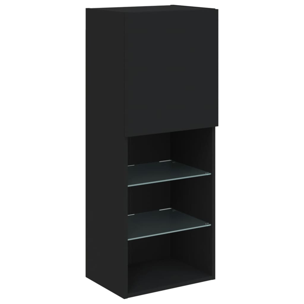 vidaXL Szafka TV z LED, czarna, 40,5x30x102 cm