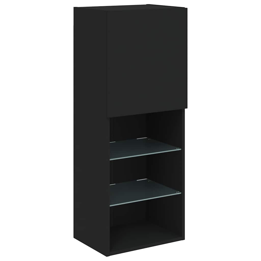 vidaXL Szafka TV z LED, czarna, 40,5x30x102 cm