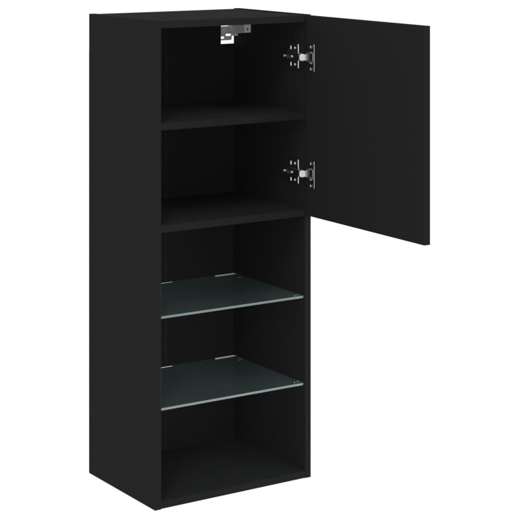 vidaXL Szafka TV z LED, czarna, 40,5x30x102 cm