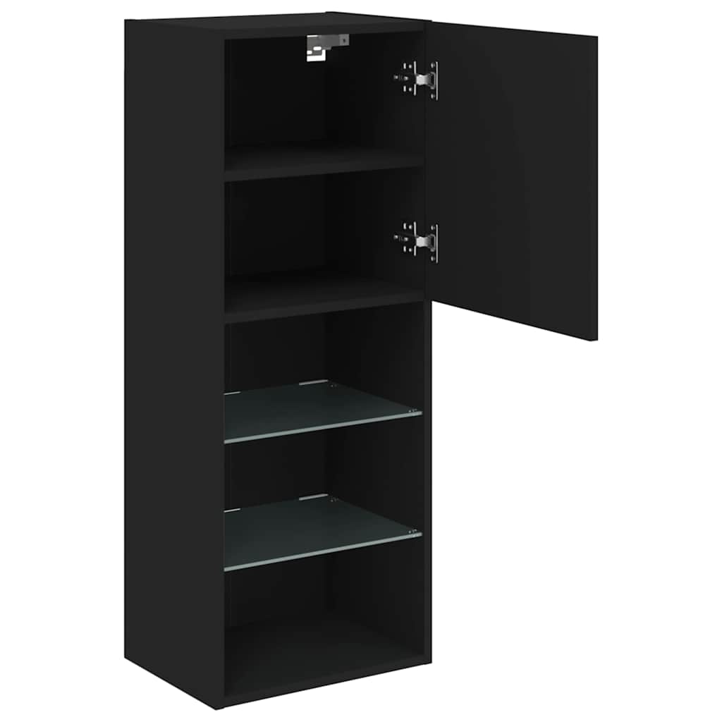 vidaXL Szafka TV z LED, czarna, 40,5x30x102 cm