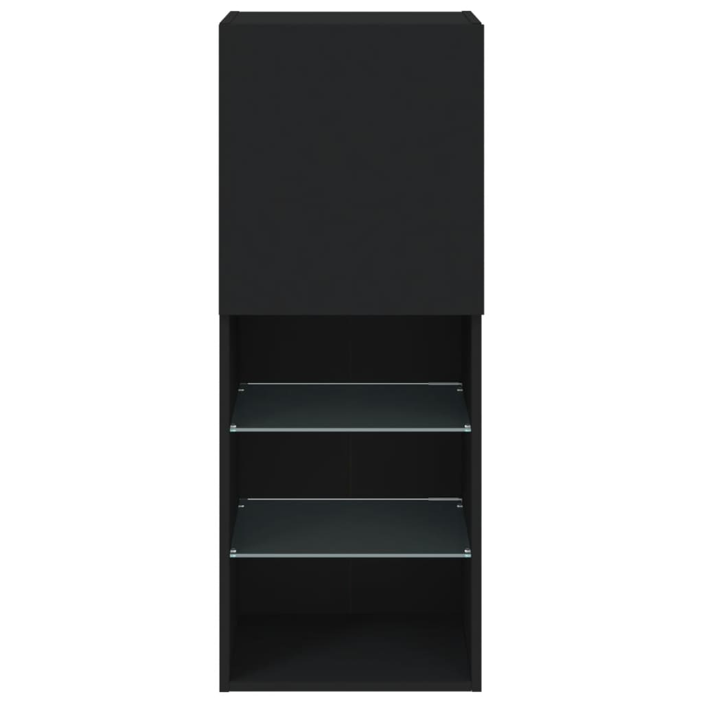 vidaXL Szafka TV z LED, czarna, 40,5x30x102 cm