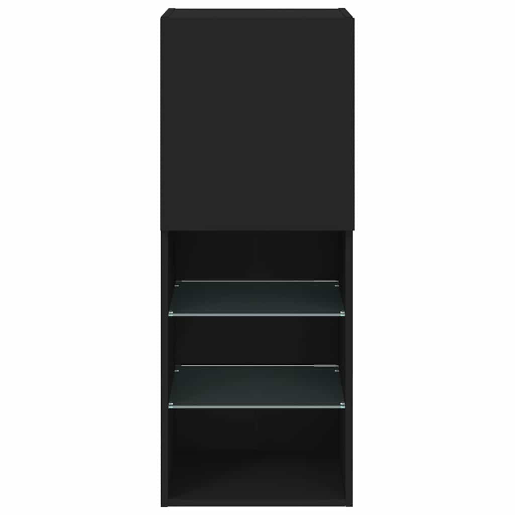 vidaXL Szafka TV z LED, czarna, 40,5x30x102 cm