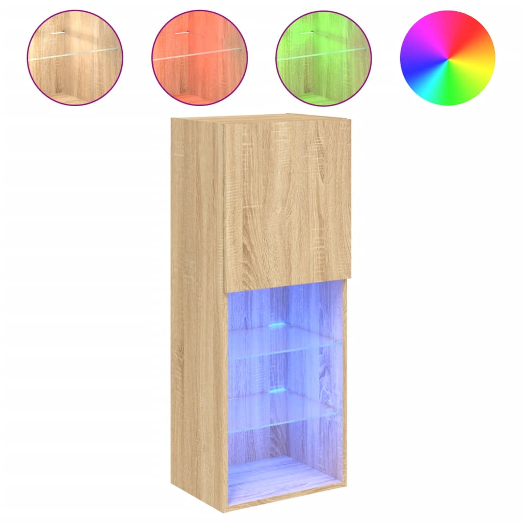 vidaXL Szafka TV z LED, dąb sonoma, 40,5x30x102 cm