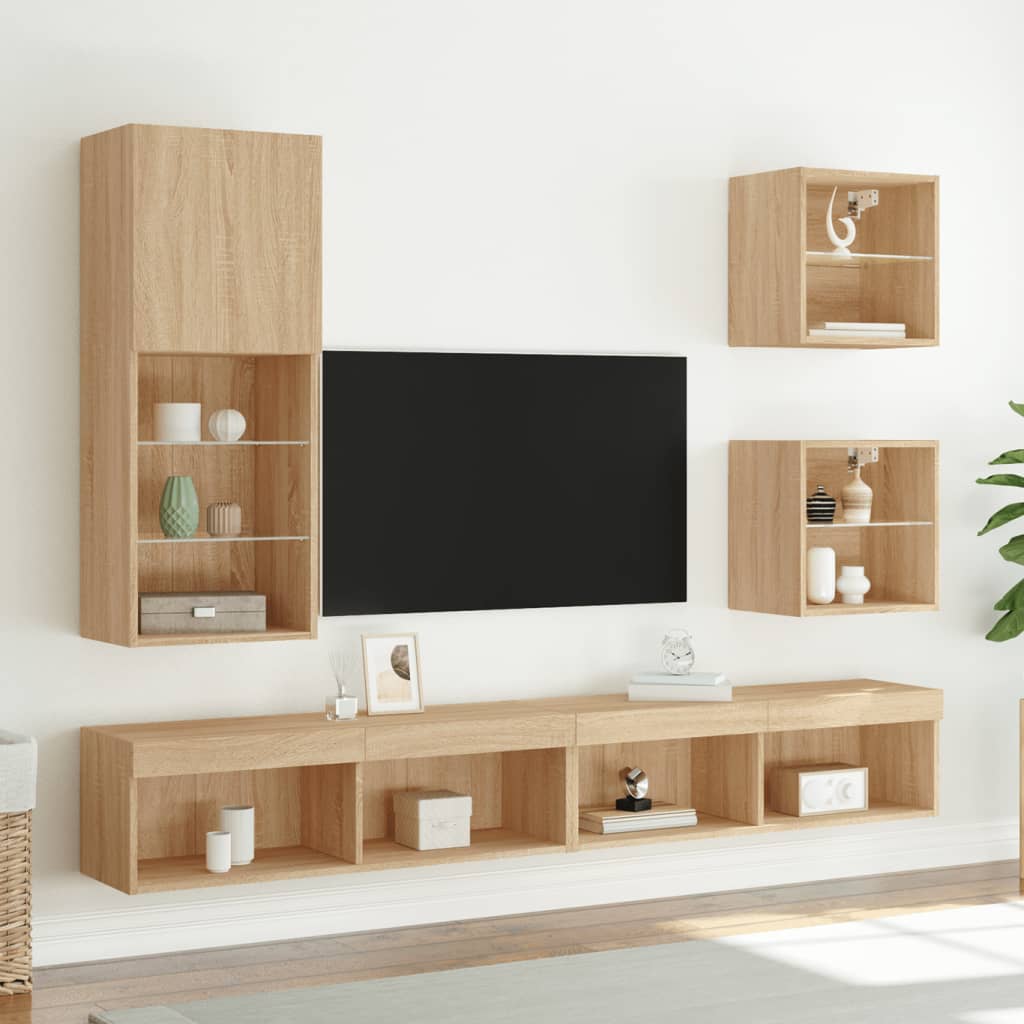 vidaXL Szafka TV z LED, dąb sonoma, 40,5x30x102 cm