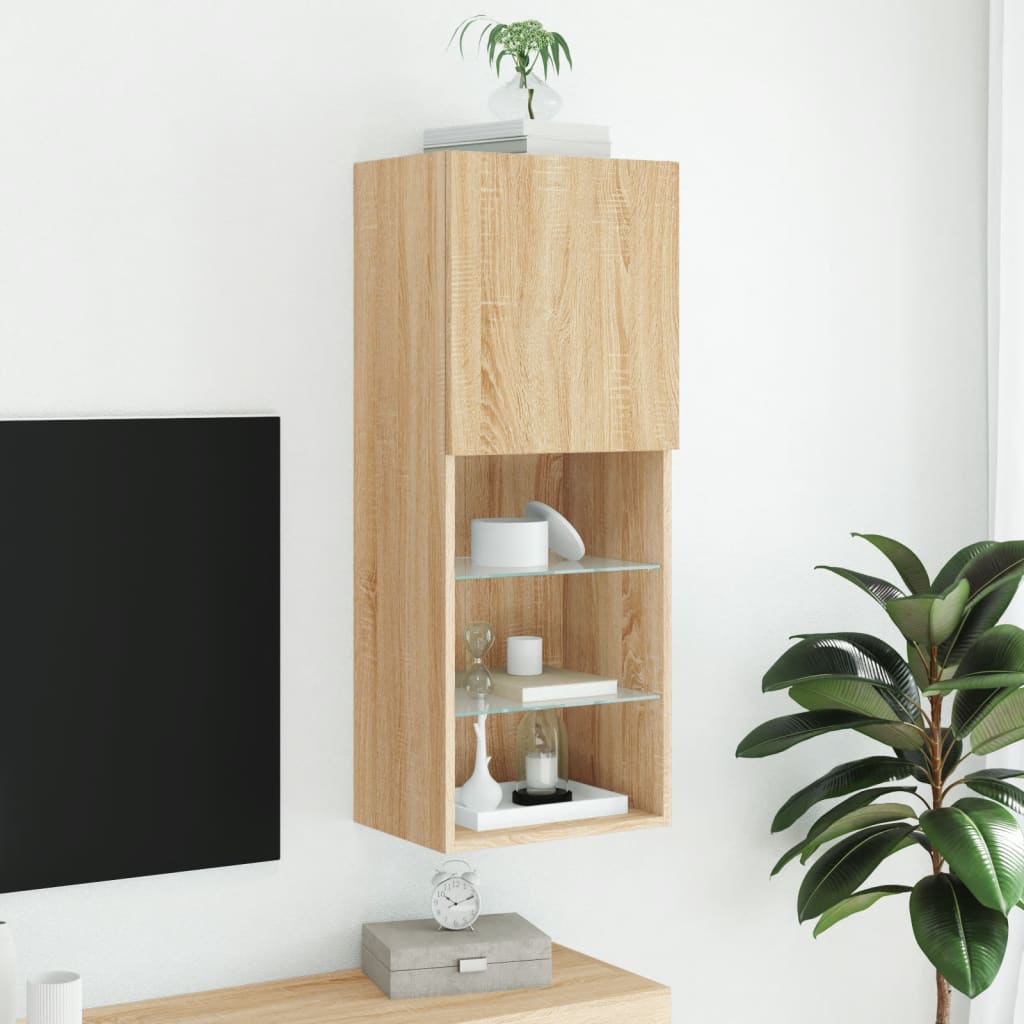 vidaXL Szafka TV z LED, dąb sonoma, 40,5x30x102 cm
