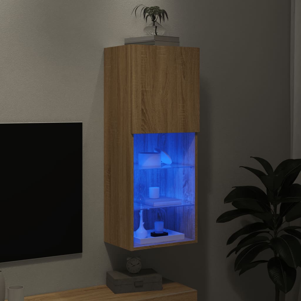 vidaXL Szafka TV z LED, dąb sonoma, 40,5x30x102 cm