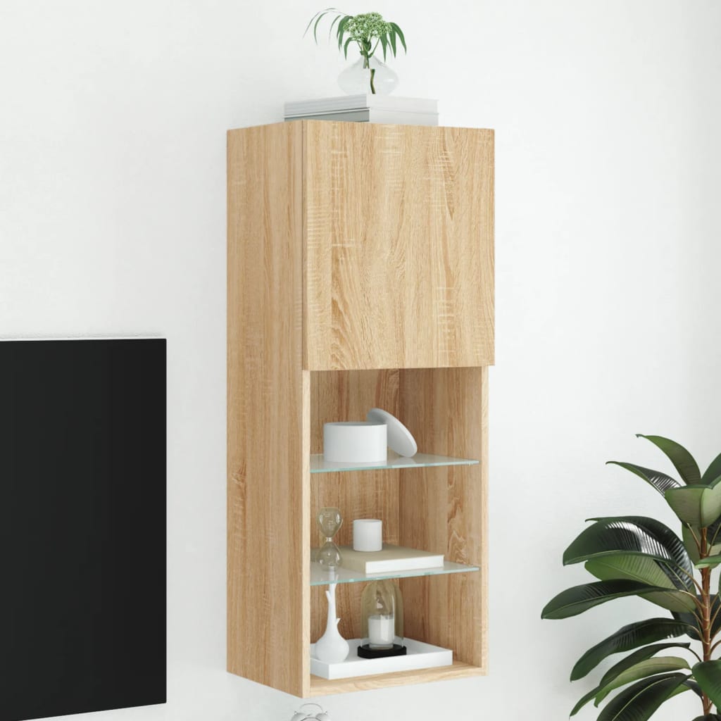 vidaXL Szafka TV z LED, dąb sonoma, 40,5x30x102 cm