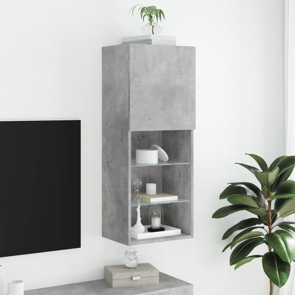 vidaXL Szafka TV z LED, szarość betonu, 40,5x30x102 cm