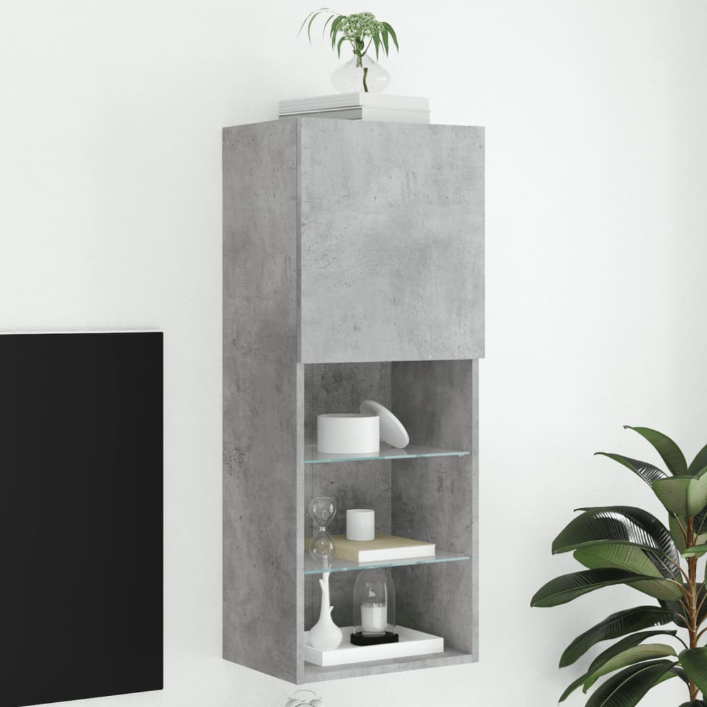 vidaXL Szafka TV z LED, szarość betonu, 40,5x30x102 cm