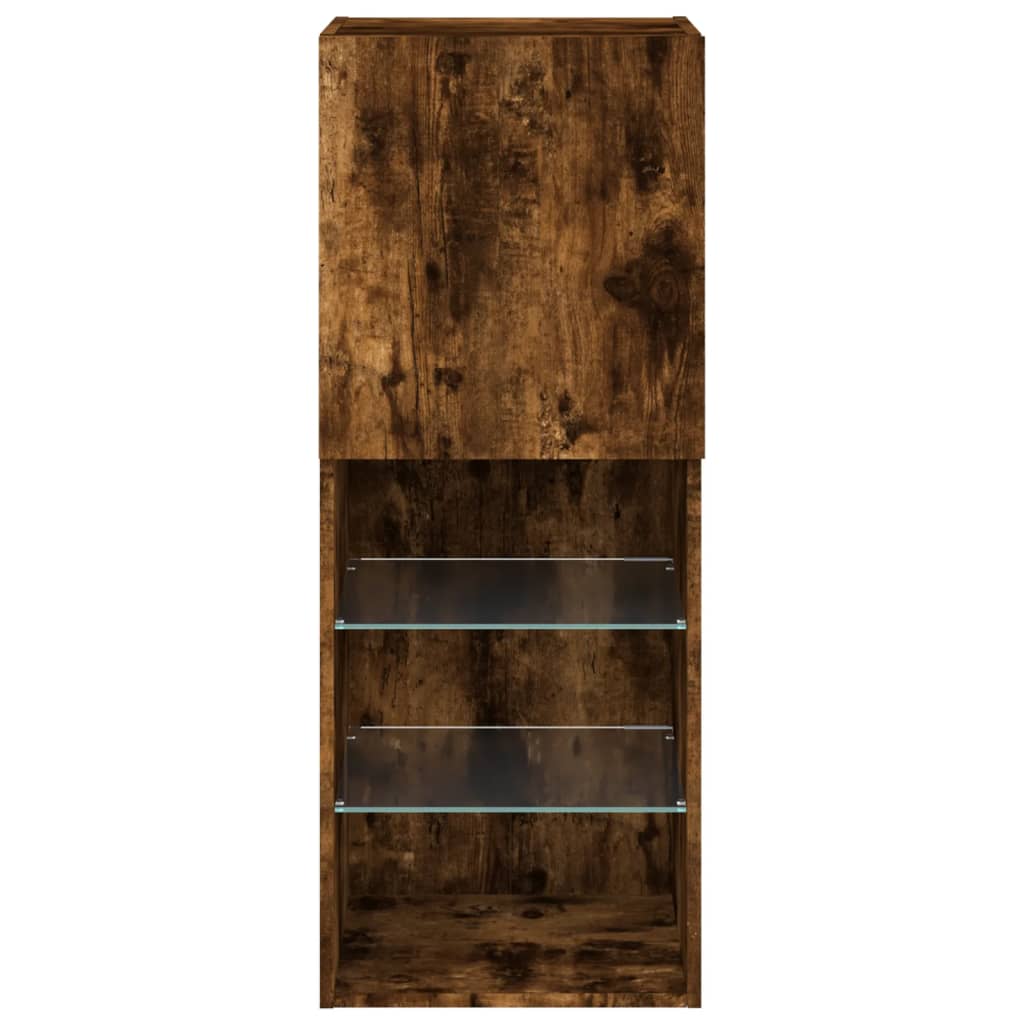 vidaXL Szafka TV z LED, przydymiony dąb, 40,5x30x102 cm
